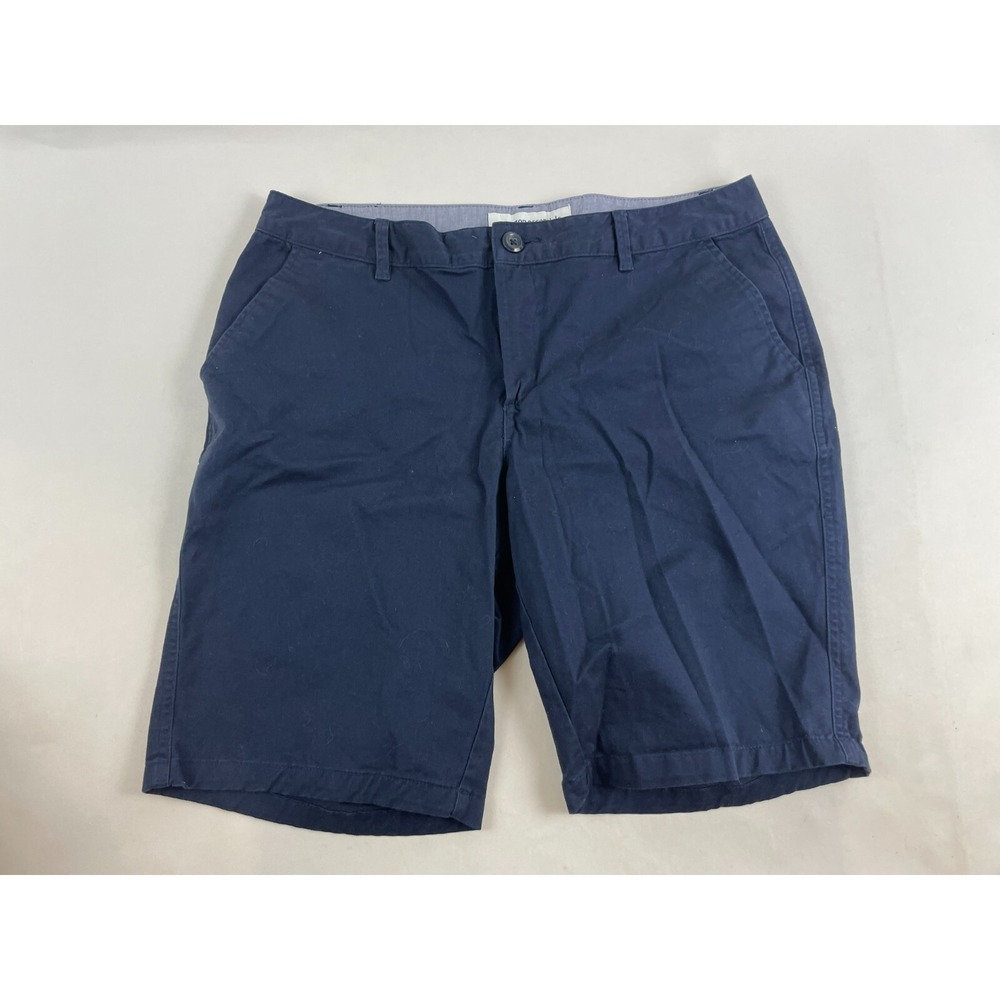 Amazon Essentials Shorts Men's Size 10 Navy Blue Mid Rise Flat Front Bermuda